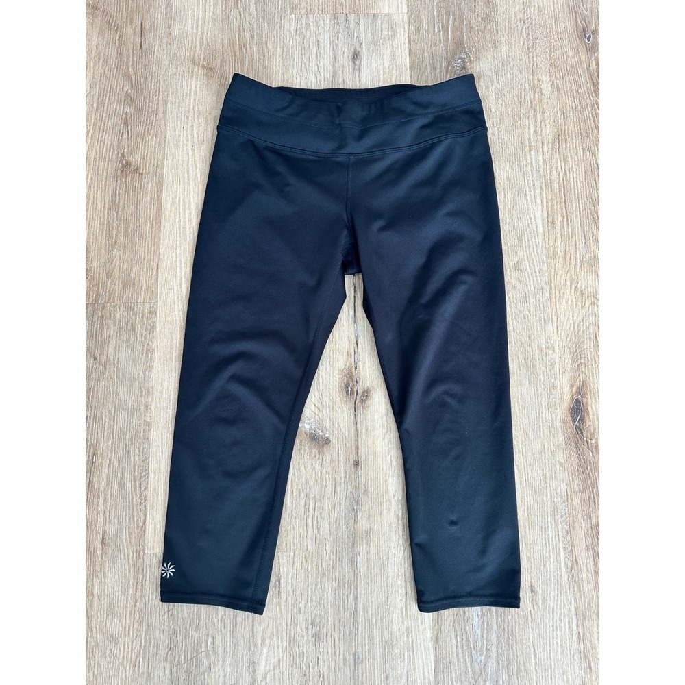 Athleta Be Free Knicker Black Cropped Running‎ Leggings Womens Medium 341479-00